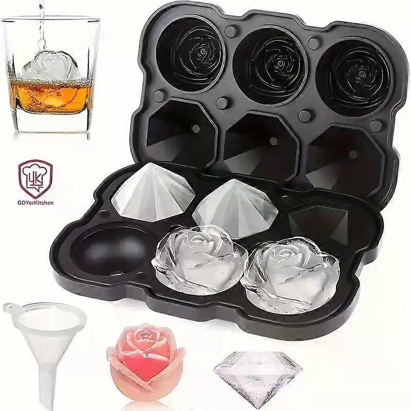 Diamond Rose Gun ETC. Shaped Ice Cube Mold Food Grade Silicone Square Ice Cube Maker Tray High Quality Mold For Bar Making Drink