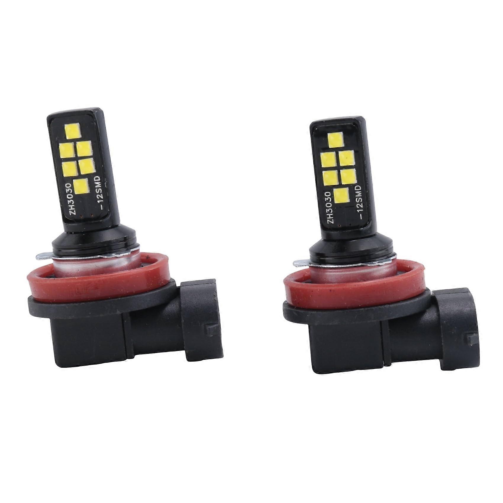 H8/H11 Car Highlight Fog Light 2Pcs 3030 12SMD Cold White LED Anti-Fog Lamp Compatible with Most Vehicles