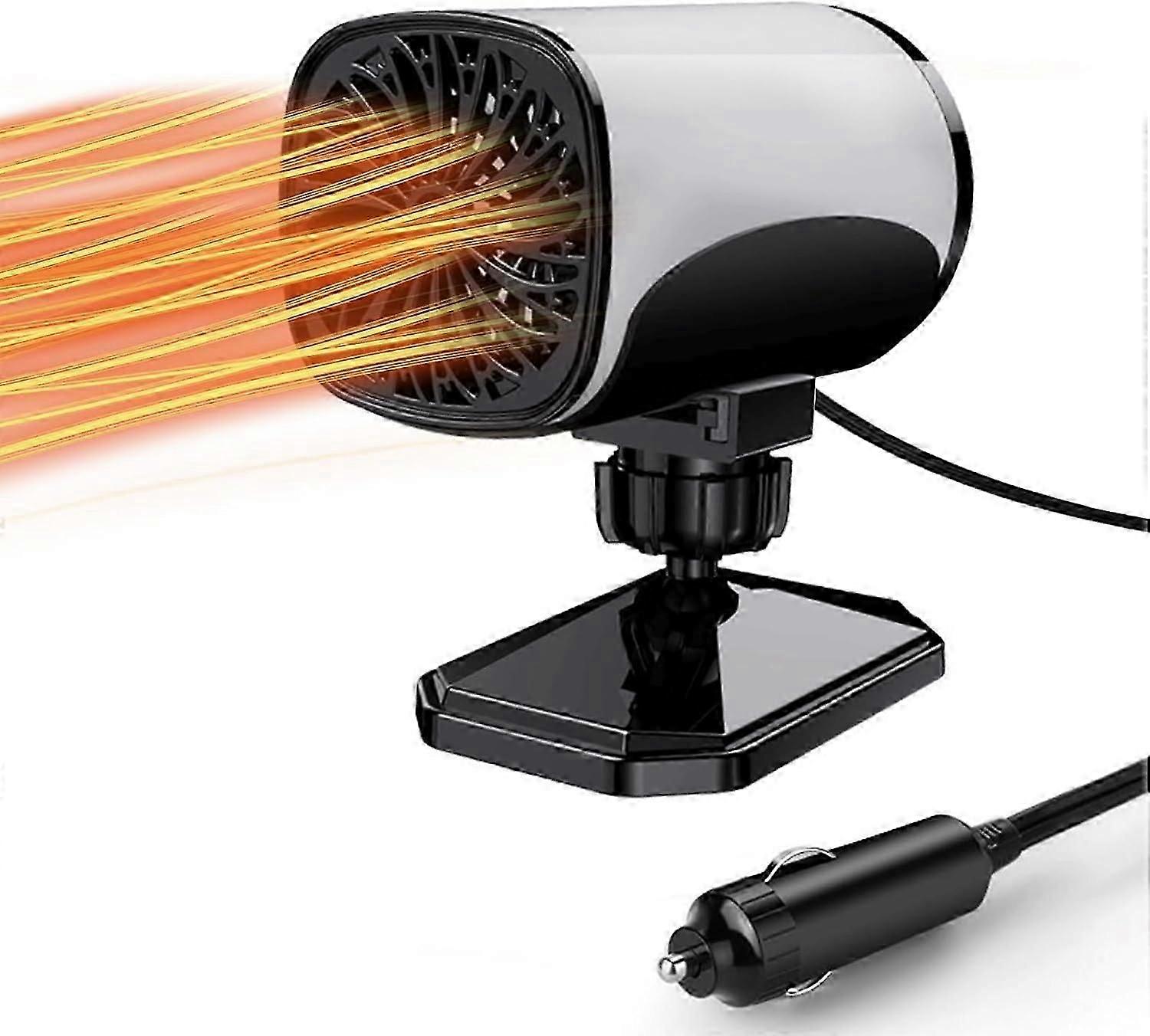 12V Winter Portable Car Heater Fan, 2-in-1 Fast Heating Car Defrost Defogger with Heating and Cooling Function, 360 Rotating Car Heater with Cigarette
