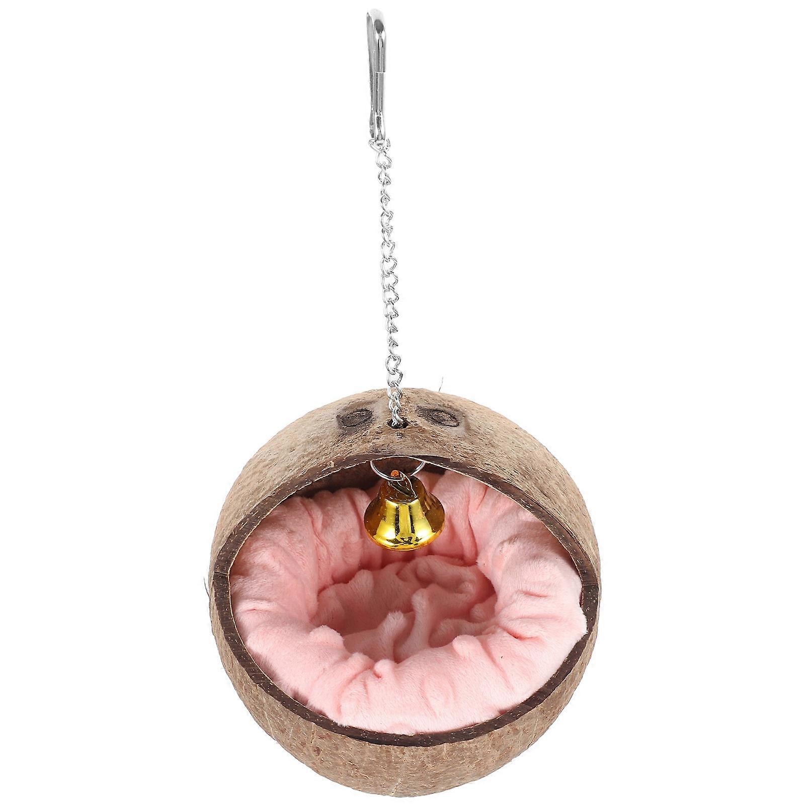Natural Coconuts Bird Nest for Hamster 4Pcs Lifelike Bird Bed with Cushion