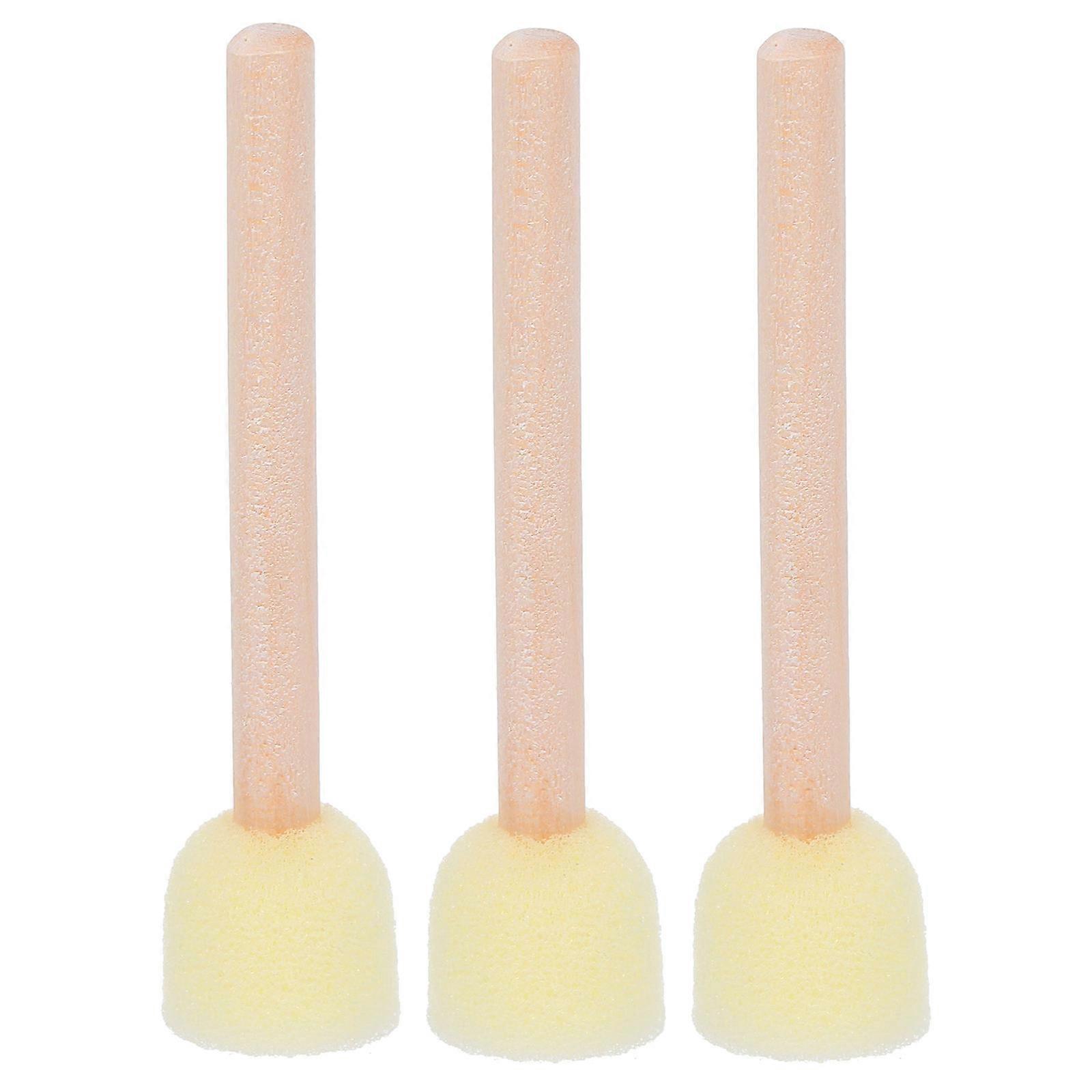 60Pcs Wooden Handle Round Sponge Brush for Painting and Crafts