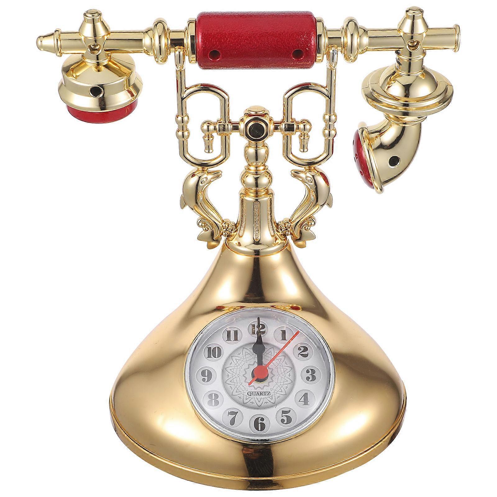 Vintage Telephone Clock Decorative Desktop Clock for Home Decor
