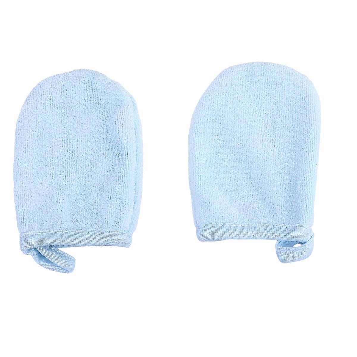 Face Cleansing Gloves 3Pcs Blue Soft Makeup Removal Gloves Ideal For Daily Skin Care Routine Simple Design