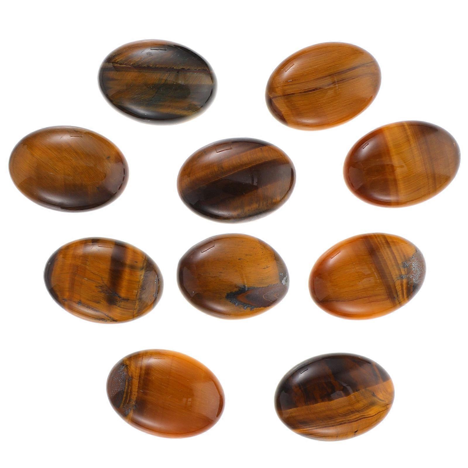 40 Pcs Oval Natural Stone Cabochons Beads Perfect For Jewelry Making DIY Decoration In Chocolate Color