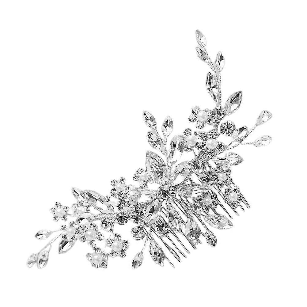 Bride Hair Comb Crystal Decorative Silver Side Combs for Wedding 4Pcs