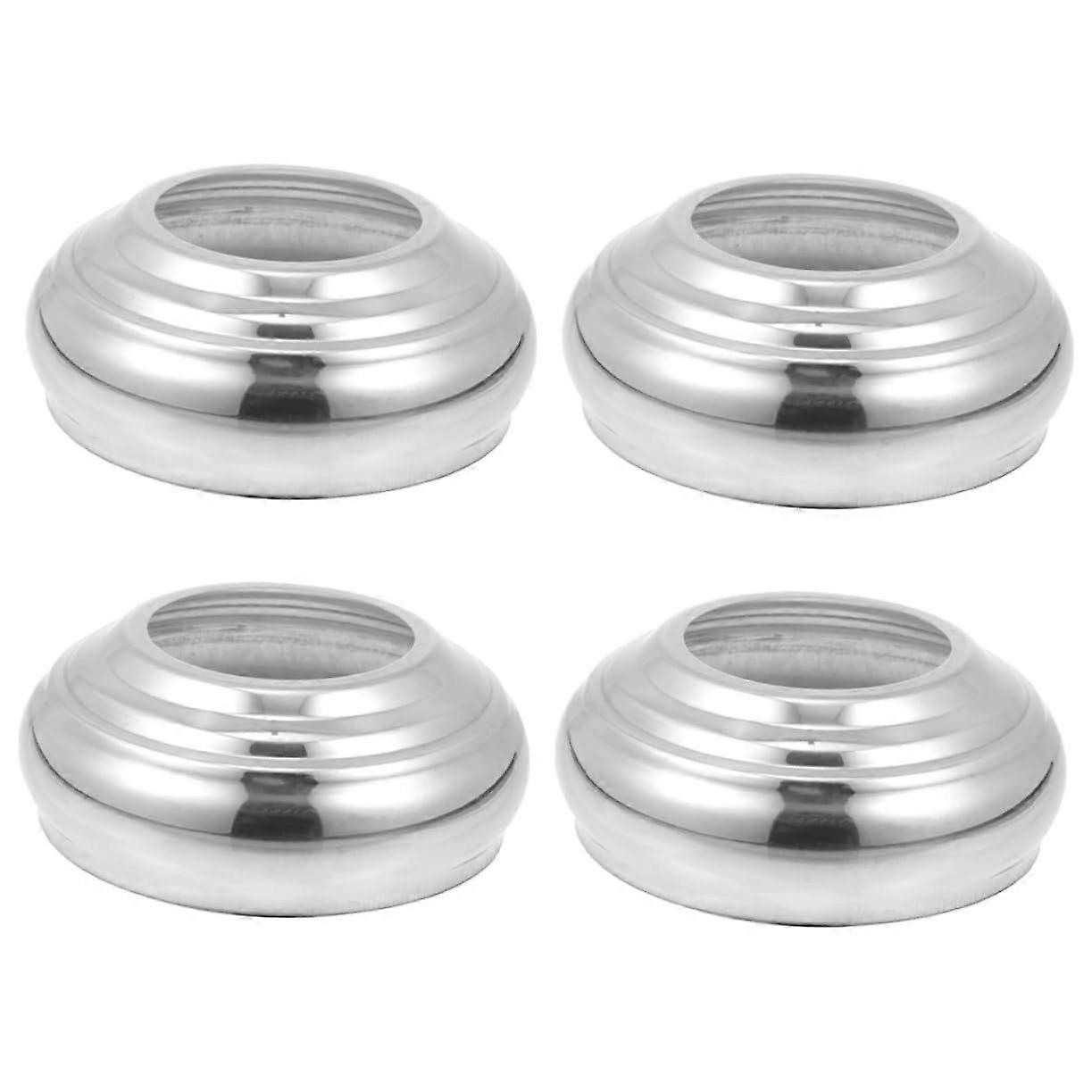 Stainless Steel Flagpole Base 4Piece Set For Outdoor Gazing Ball Stand Silver Weather Resistant