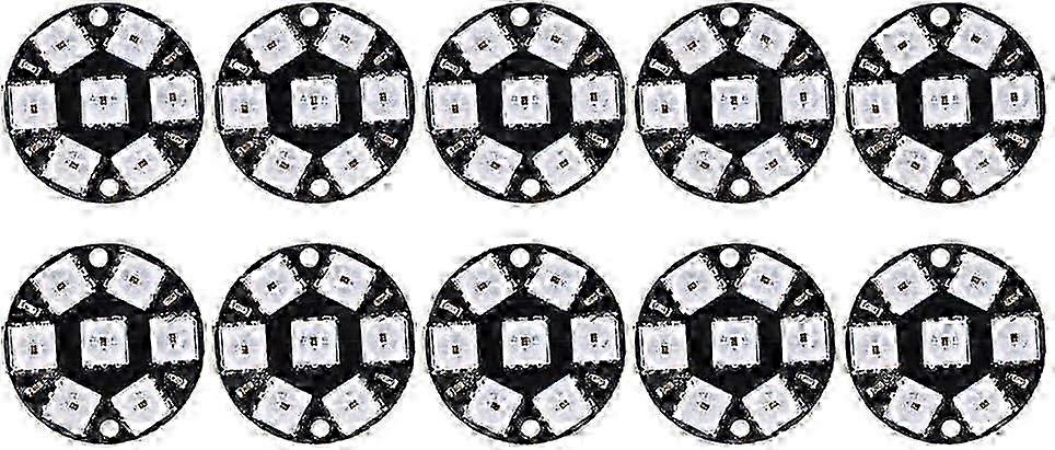10 Pcs LED Driver Development Board, Round Ring 7 Bit WS2812 5050 RGB Color Light Control Circuit