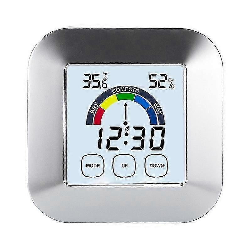 Electronic Weather Clock Touch Temperature and Humidity Indoor Thermometer and Hygrometer Comfort Indicator Thermometer