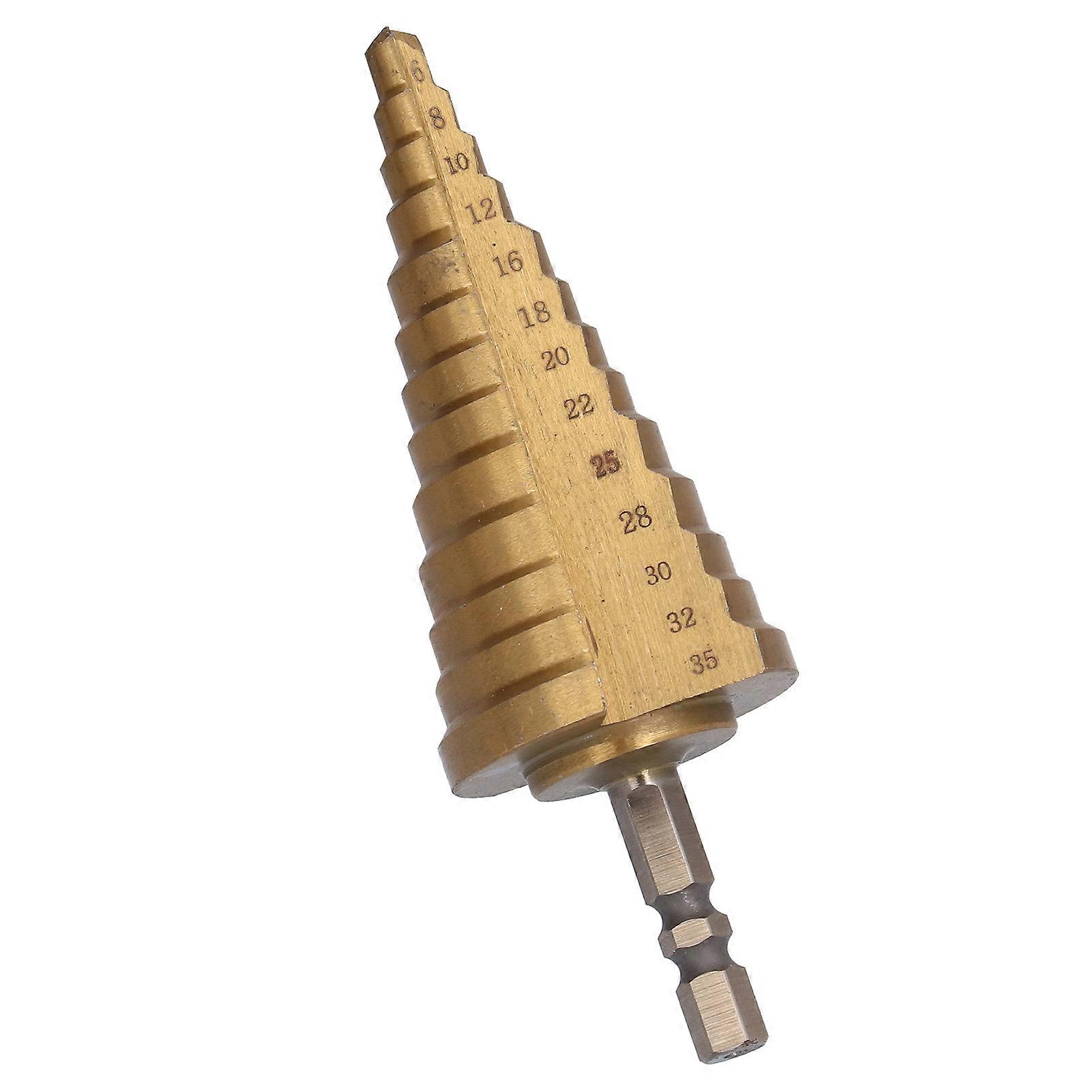 Step Drill Bit 6-35mm HSS Ti Coating 118° Hex Handle 1/4in