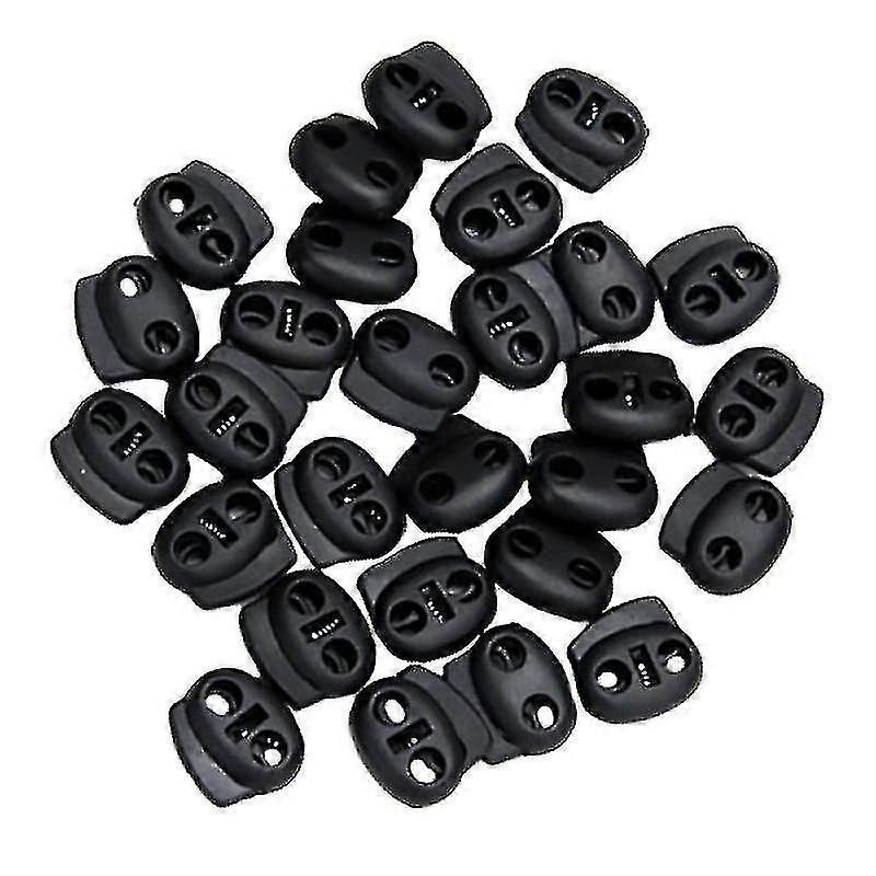 100pcs Oval Diy Spring Fastener Cord Lock Toggle Stopper Buttons (black)