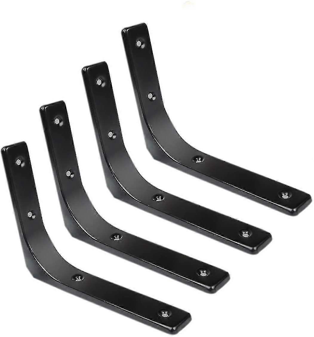 Shelf Brackets Wall Fixing Metal Stamped Console Corner Shelf Bracket Classic Style, 200mm X 250mm, Gloss Black Finish