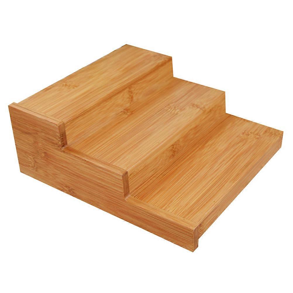 3Pcs 3-Tier Bamboo Spice Rack Display Shelf Kitchen Organizer For Home Organization Suitable In Light Brown Color