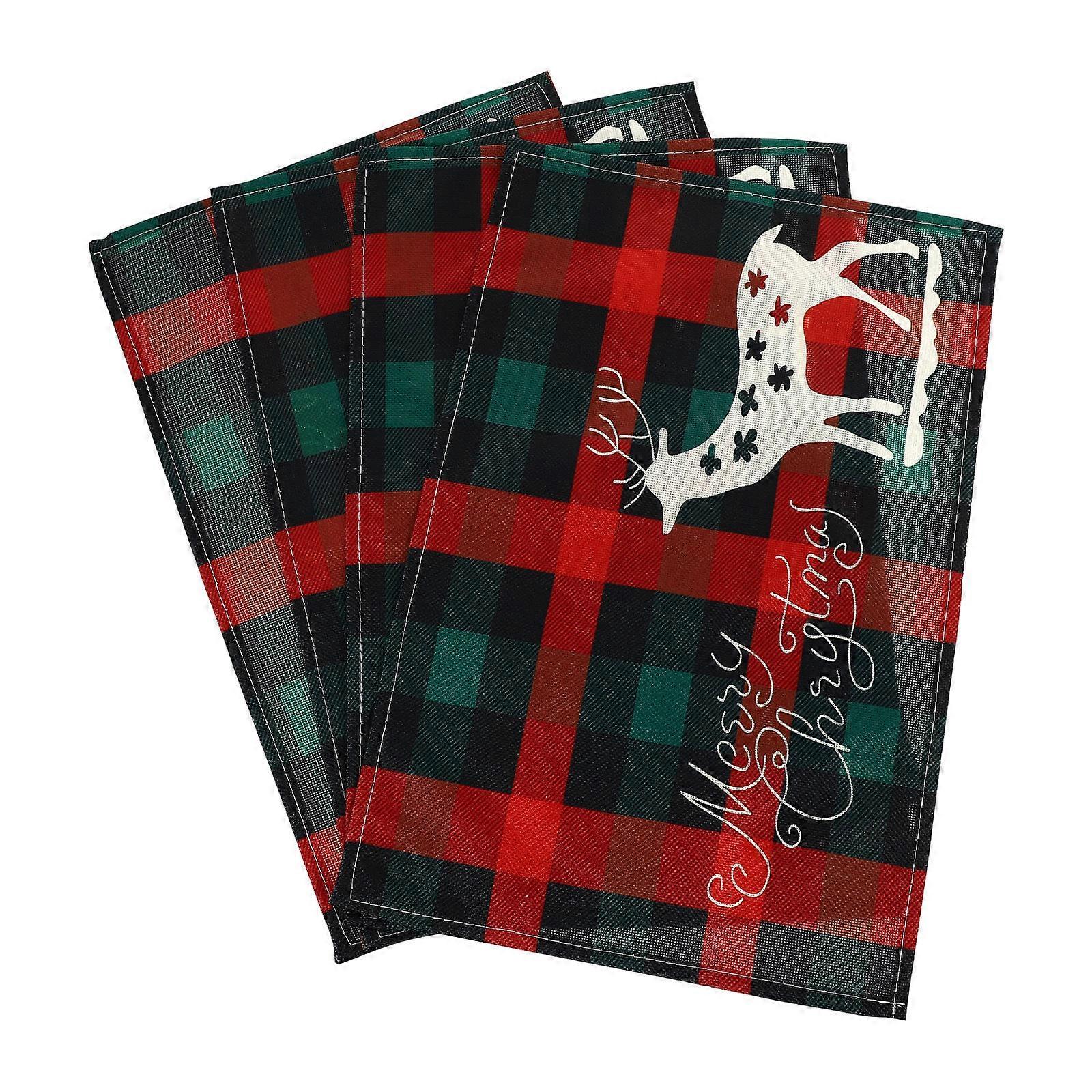 Home Placemat Xmas Pattern Table Mat for 8Pcs Reusable Use