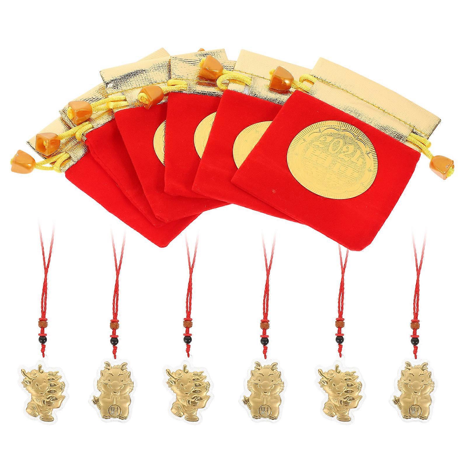 Dragon Year Necklace Pendant Feng Shui Luck Charm for New Year Party Assorted Color 1 Set