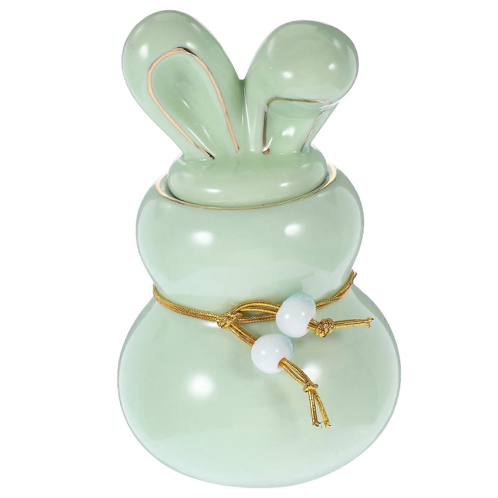 Ceramic Tea Canister Rabbit Shape for Storage 5Pcs Green Sealed Jars