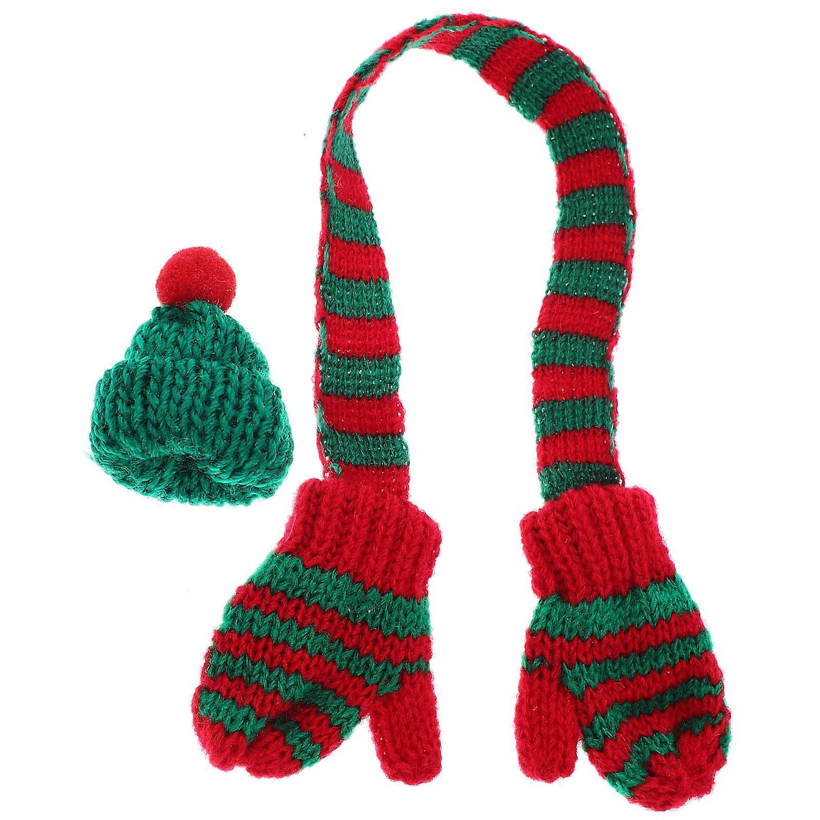 Assorted Color Christmas Mini Knit Hat and Scarf for DIY Use 5Sets