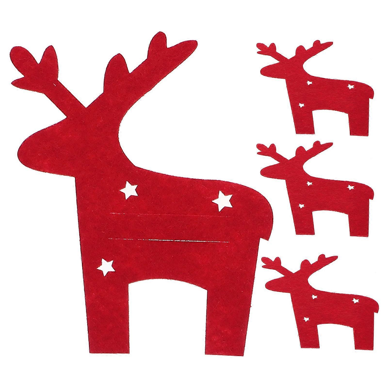 Christmas Cutlery Holder for Party Elk Style with 4Pcs Storage Pouches