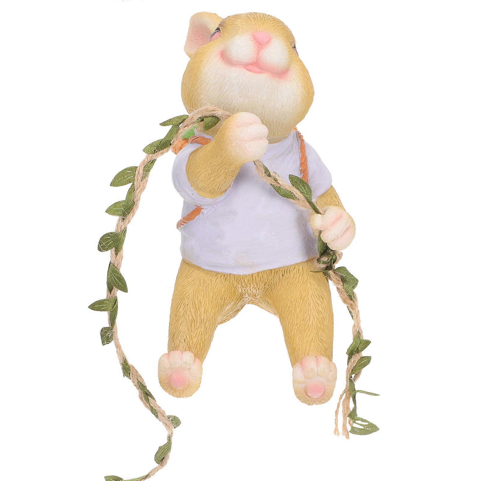 Rabbit Resin Figurines Easter Bunny Model for Decoration 2Pcs Set