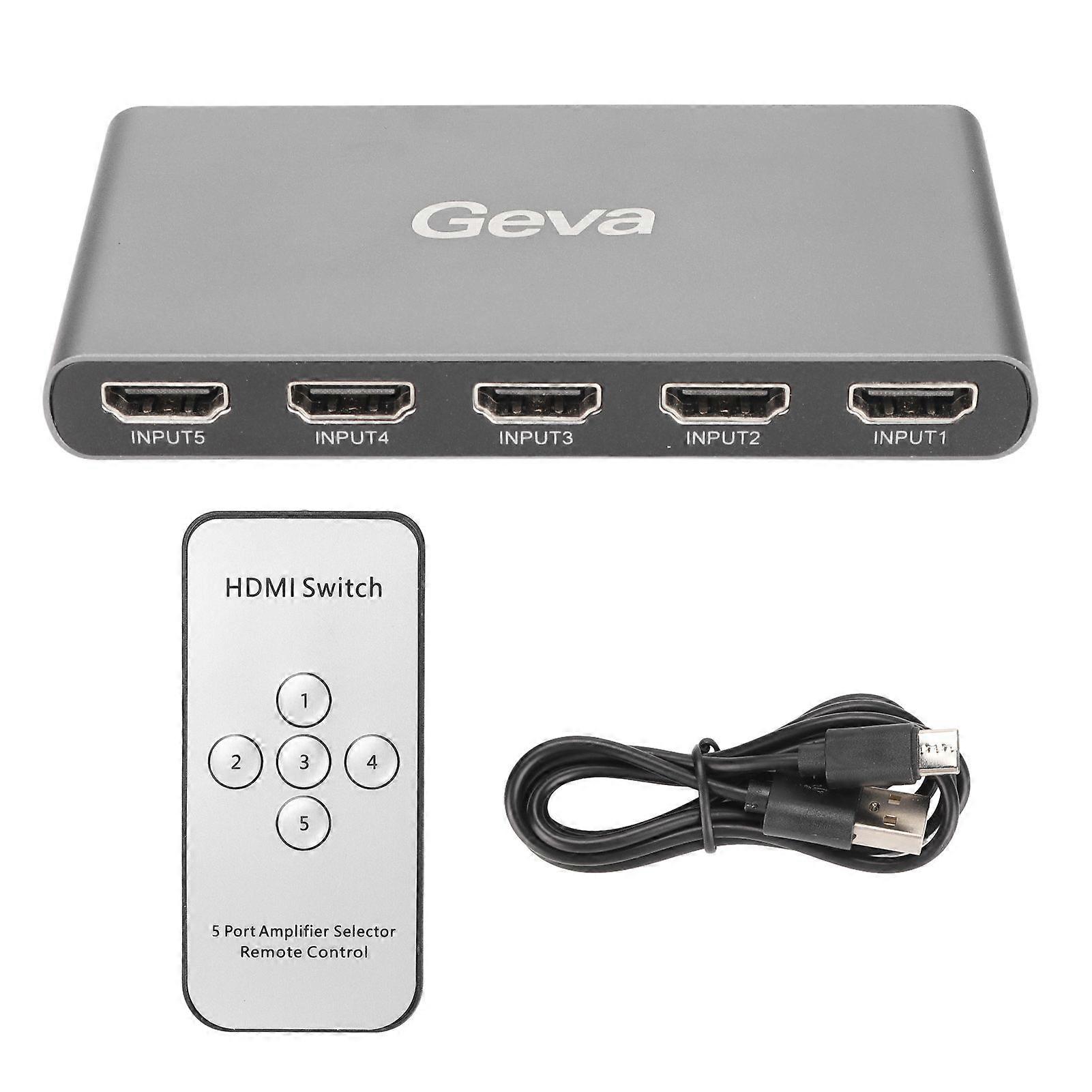 SWH51 5x1 HD Multimedia Interface Switcher 4K 60Hz 5 in 1 Out Splitter Supports 4Kx2K Resolution with Remote Control