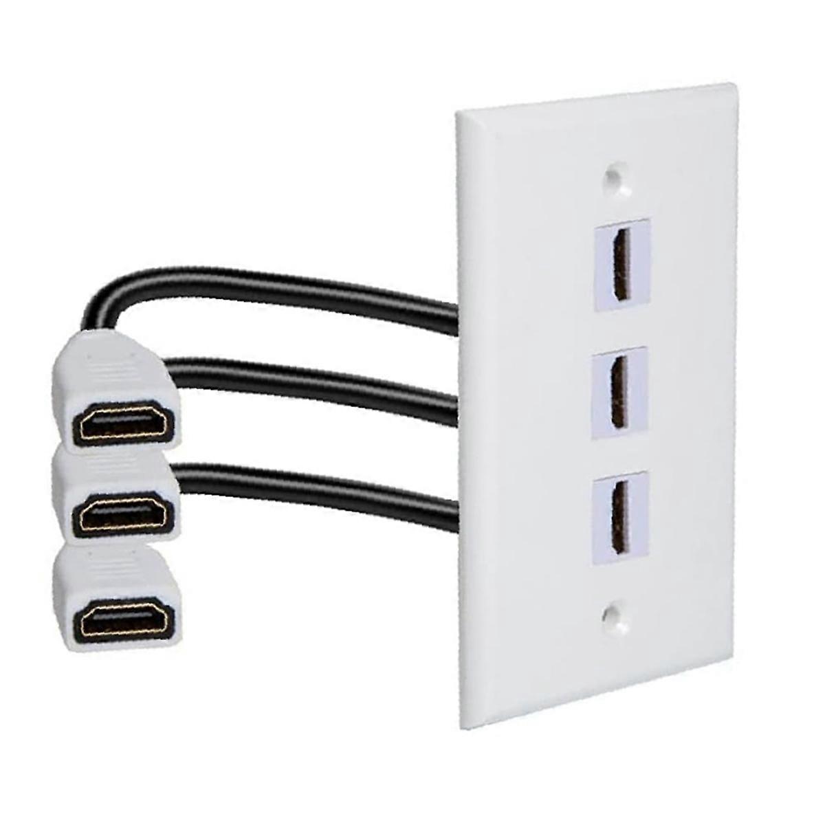 3 Ports 3D 4K 60Hz -Compatible Wall Plate