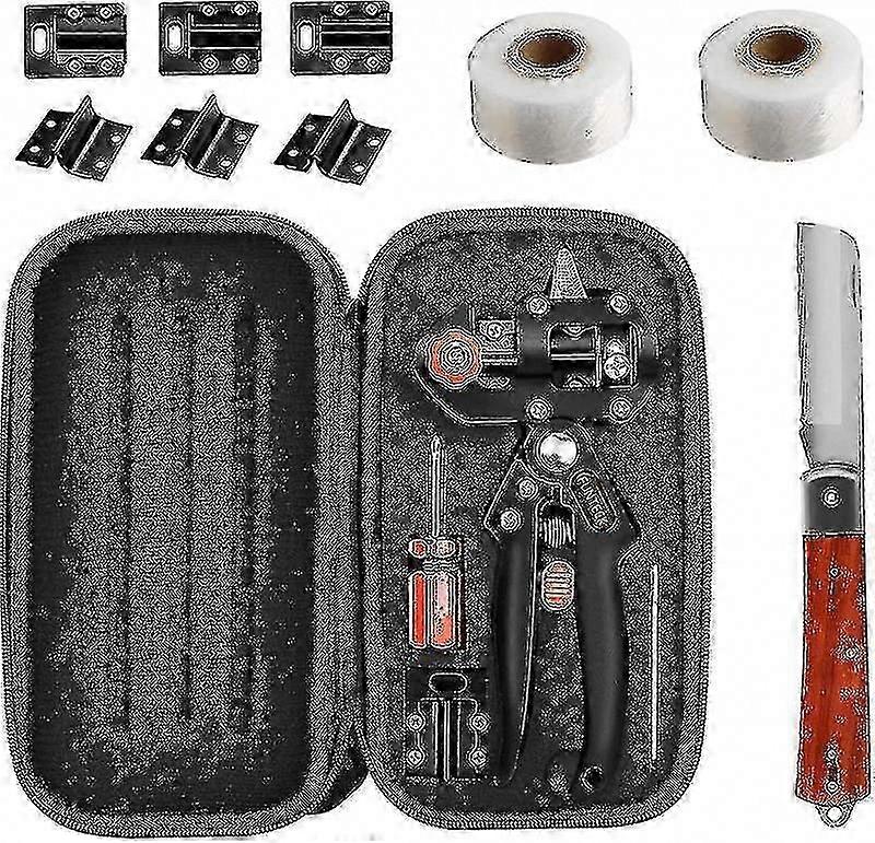 2-in-1-Pfropfwerkzeug-Set für Obstbäume, V-Pfropfung, U-Pfropfung mit Bändern, Messer und Klingen