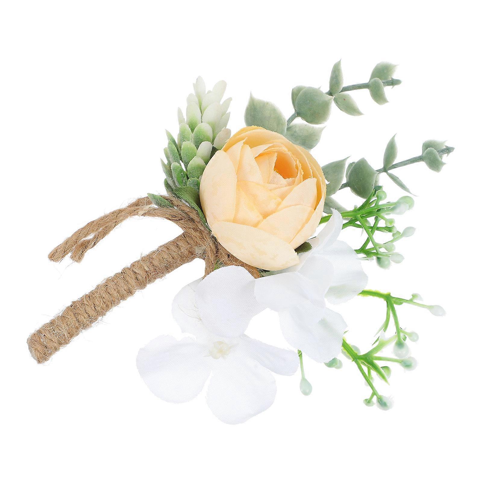 Wedding Corsage 2 Pcs Simulation Flower Decoration Elegant Design for Stage Performance Including Bride and Groom