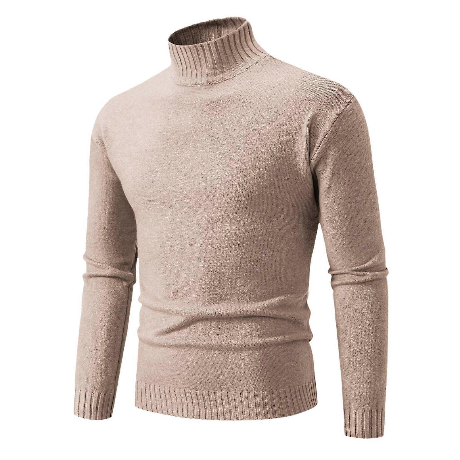 Knitted Jumper Men's Turtleneck Undershirt Pullover XL Khaki Casual Everyday Wear British Style Regular Fit