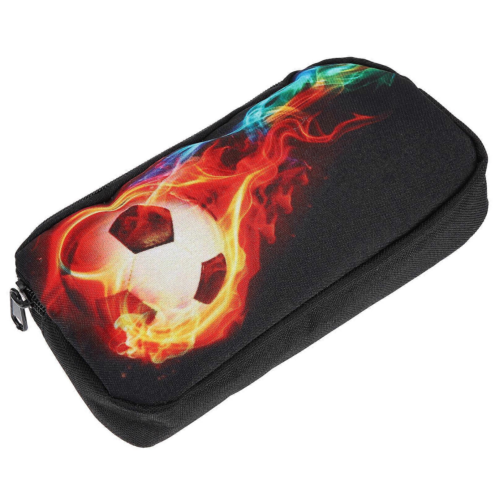 Portable Pencil Case Cartoon Soccer Design with Smooth Zipper