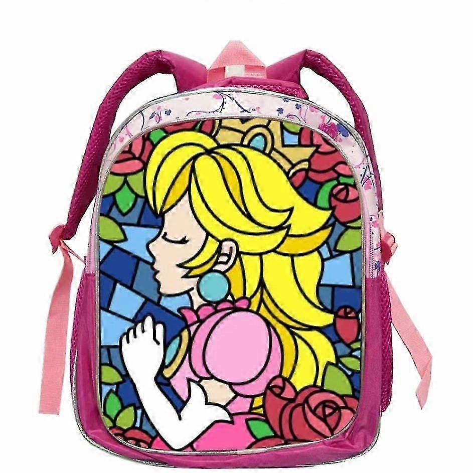 漫画ピーチプリンセススクールバッグ幼稚園男の子女の子スーパーマリオプリンセスバックパック幼児2-6年ピンクモチラス