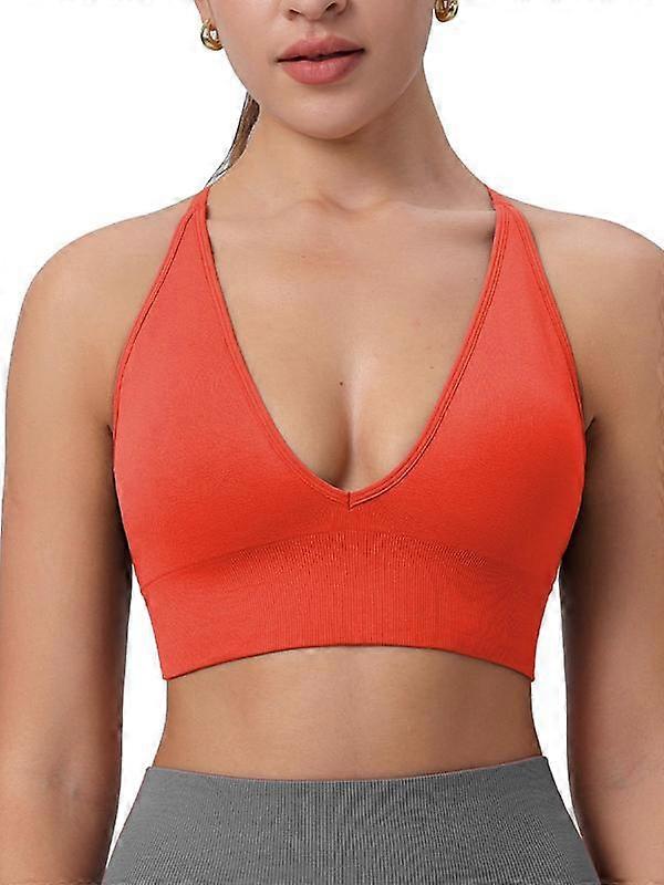 Women's Criss Cross Backs Deep V Neck Bra Solid