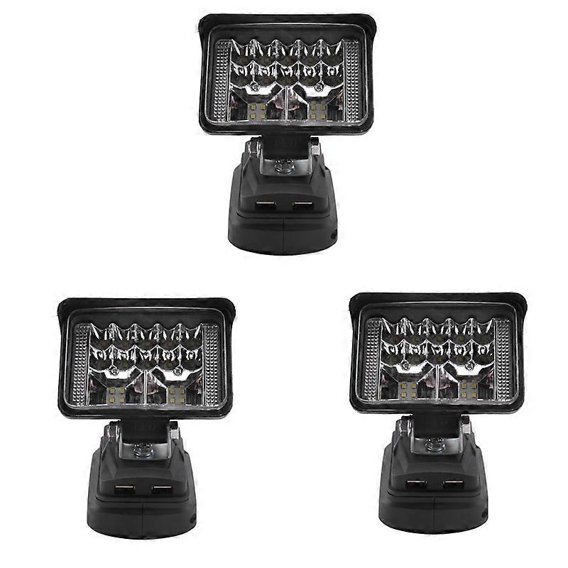 3X LED Work Lights Flashlight Electric Torch Spotlight for 18V -Ion Battery Adapter BL1815 BL1830 -3 Inch