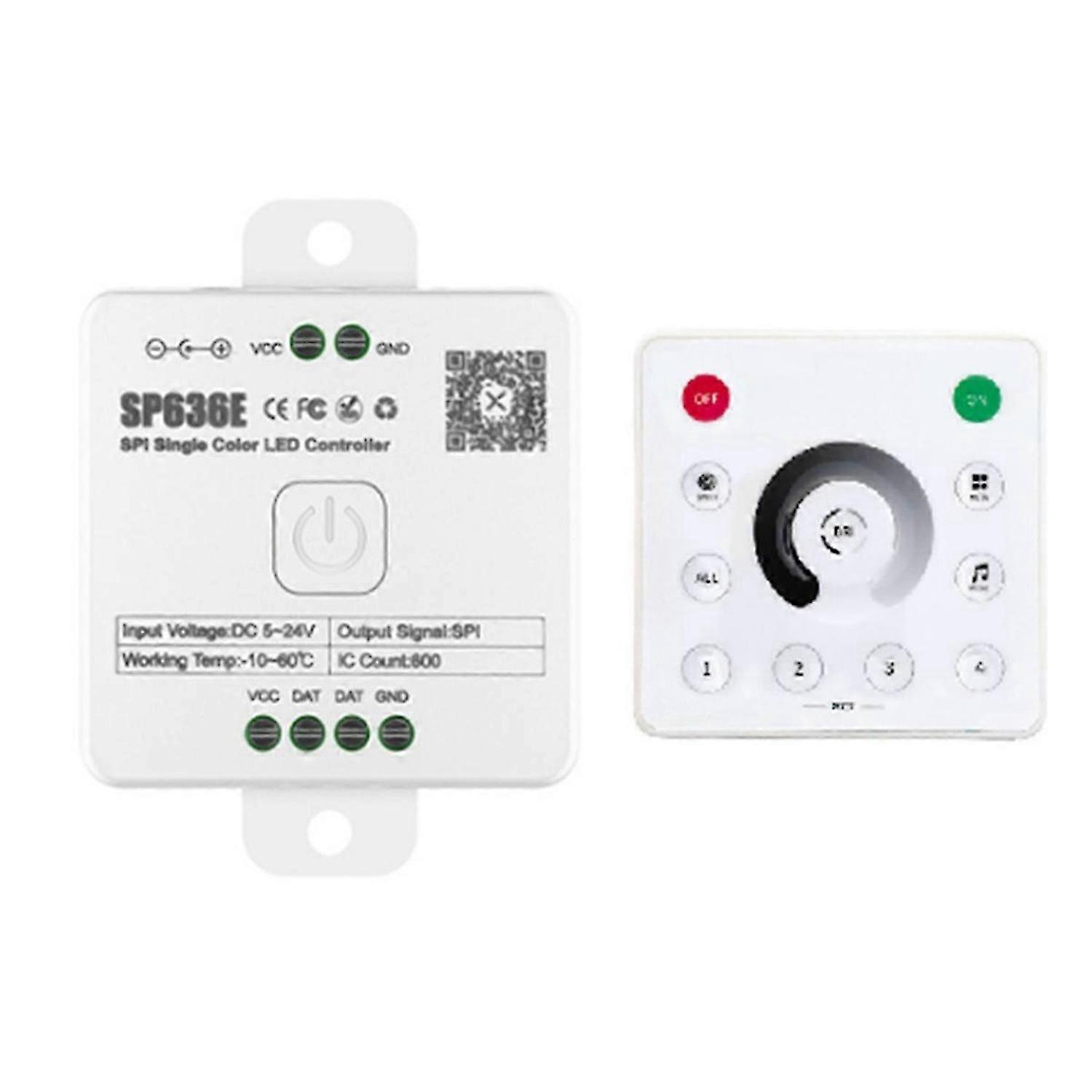 And-SP636E SPI DC5-24v Monochrome Controller met en-RC1 Afstandsbediening Ondersteuning 2.4G Touch Remote C