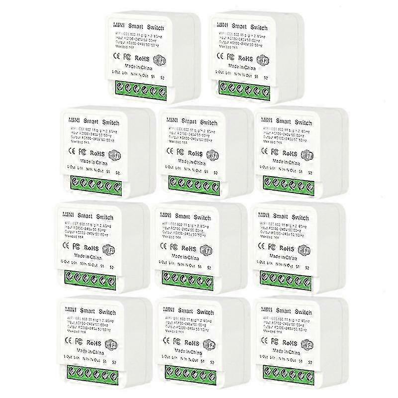 10x 16A Tuya WiFi Smart Switch Module With Power Monitor 2-way Control Mini Switch Breaker Smart Life Work With Alexa Google Alice 25-26s