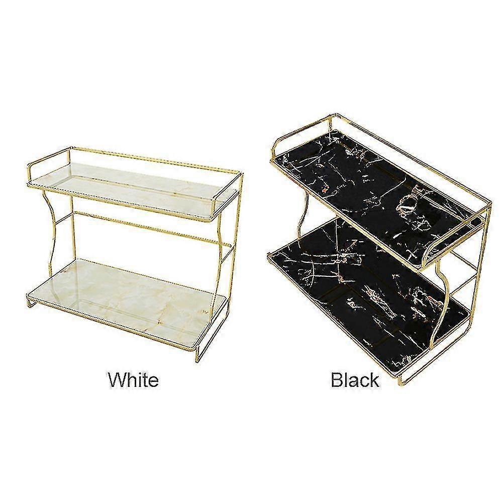 صينية حديثة غرفة نوم مستحضرات التجميل الحمام كونترتوب ماكياج المنظم 2 الإطارات الرخام طباعة الجرف التخزين رف مضمد متعددة الوظائف