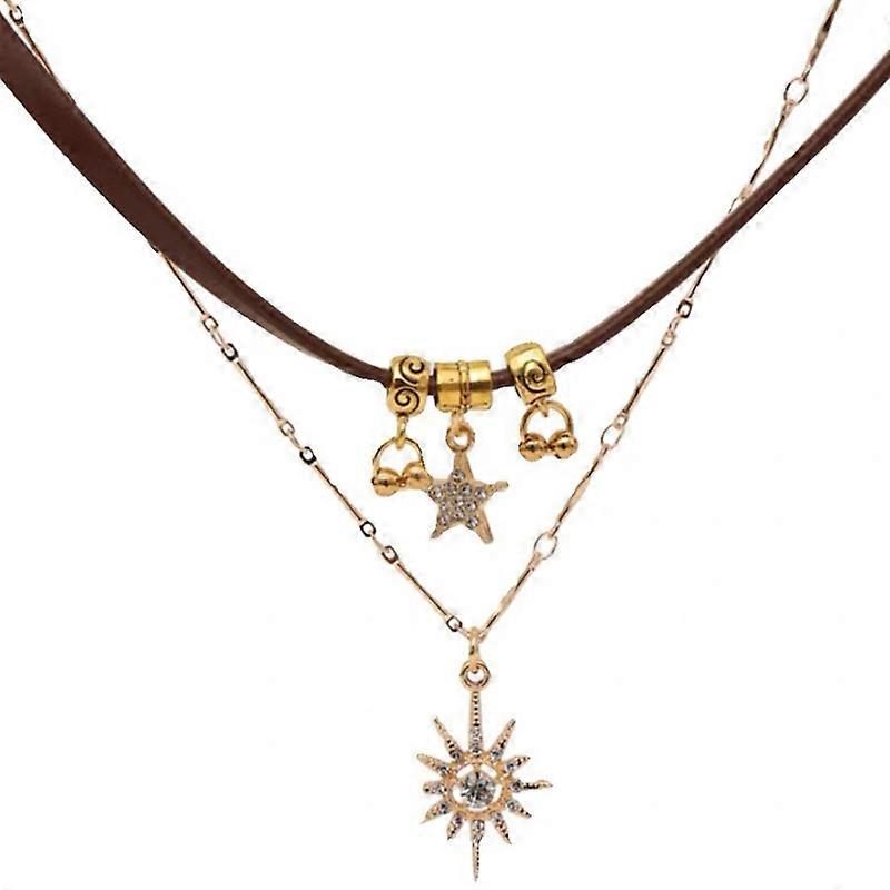 1Piece Milard Sun Star Necklace,Light Luxury High Grade Clavicle Chain For Women