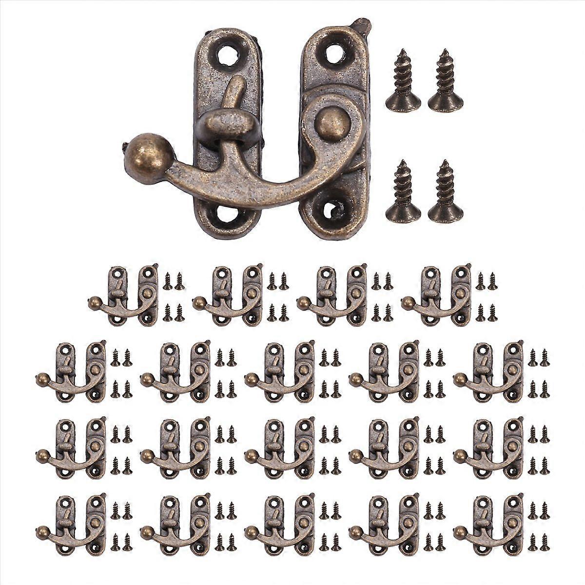 20PCS Bronze Tone Antique Right Latch Hook Hasp Horn Lock