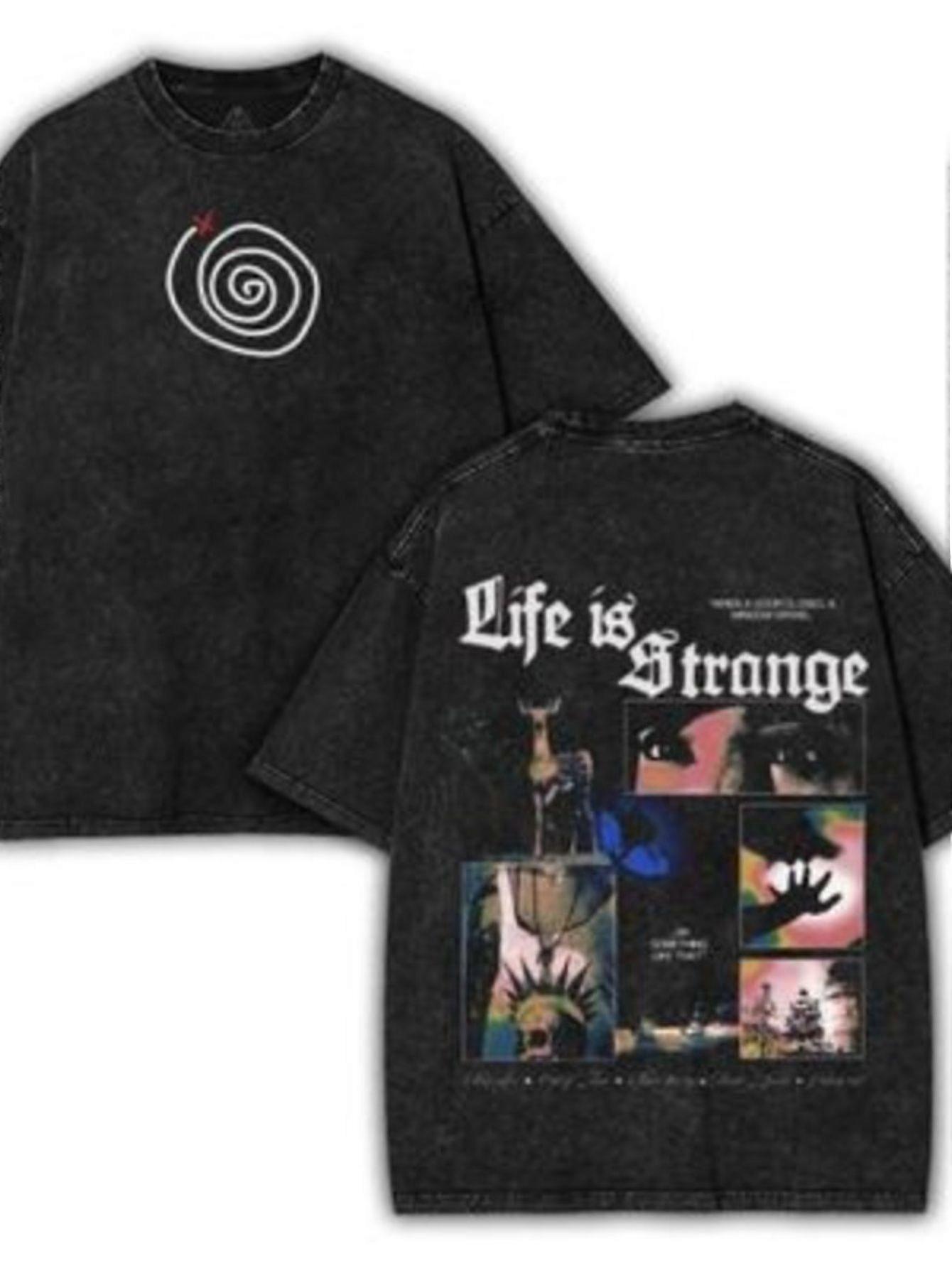 חולצת טי גרפית Life is Strange - חולצת טי גיימינג רטרו דו-צדדית עם אמנות משחק אייקונית, אופנת רחוב יוניסקס קז'ואל fo-Aqjnf