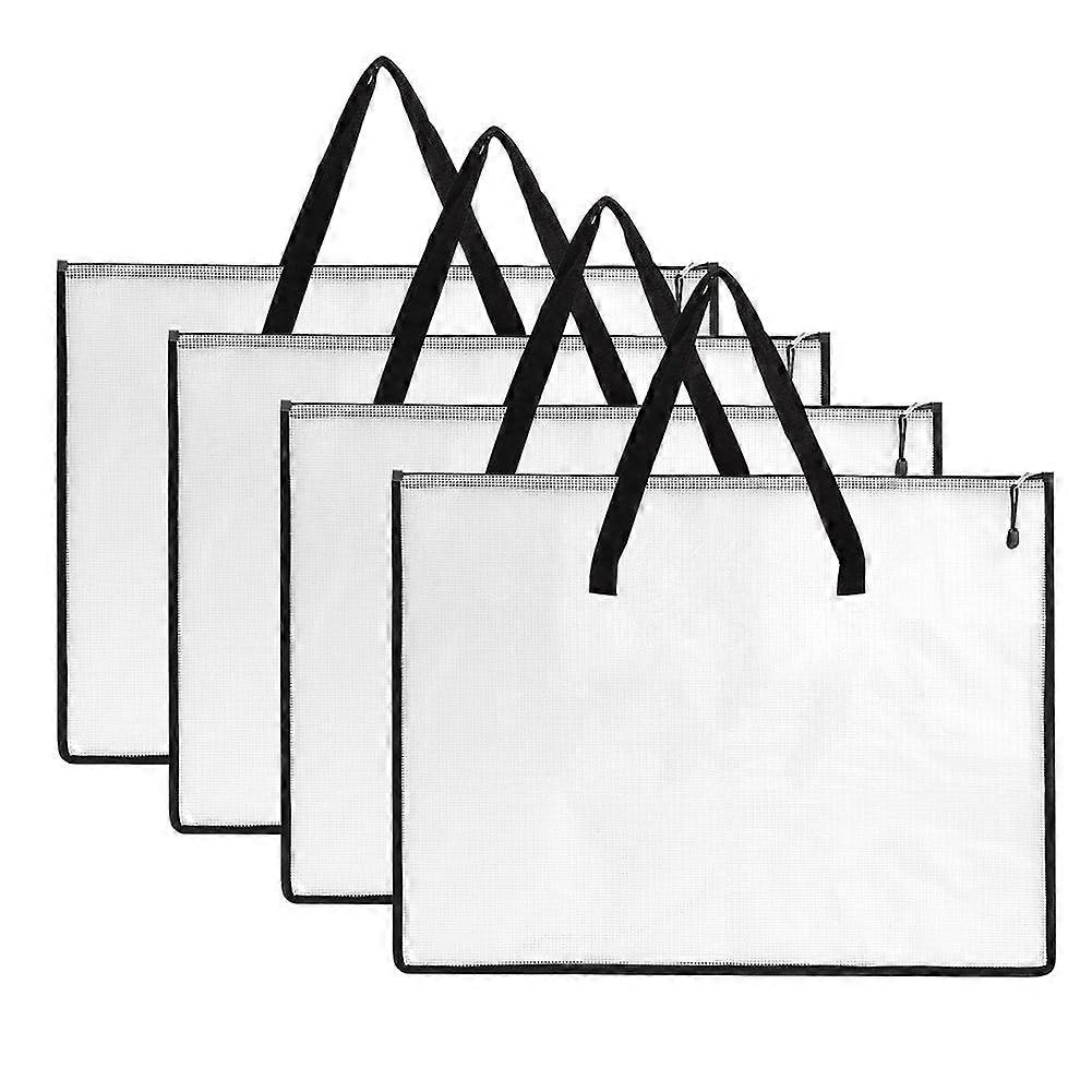 Art Portfolio Bags 4Piece Set, 19x25 Inches Mesh Portfolio Folder with Zipper and Handle for Artwork and Posters