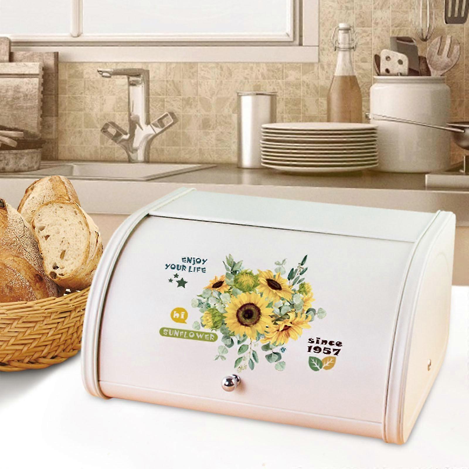 Rolltop Bread Box Kitchen Storage Container 12.40'x10.04'x6.69' Large Capacity Farmhouse Multi Purpose for Baked Goods None