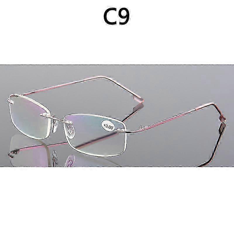 リムレス老眼鏡メンズチタン合金フォールドウィメンズスクエアメガネ