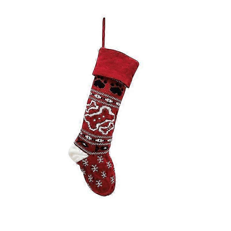 2025 Christmas Ornaments Knitted Christmas Stockings Pet Pattern Christmas Holiday Decorations Christmas Stockings Red