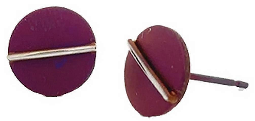 Ti2 Titanium Jungle Round Stud Earrings - Mulberry Burgundy