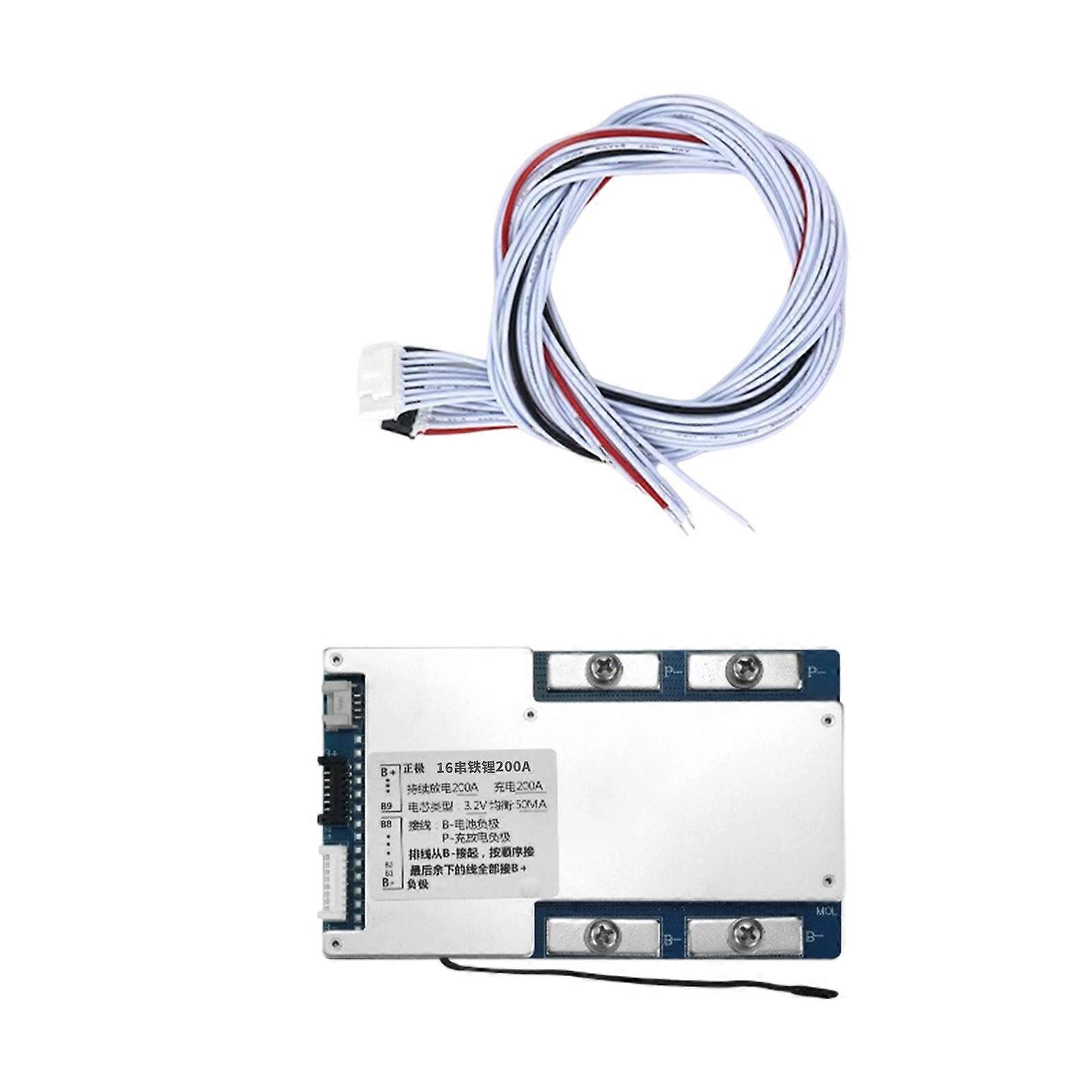 Battery Pack Cell Module 12S/13S/14S/15S/16S Battery Charging Protective Board Power Circuit Board Replacement  Iron Lithium 200A