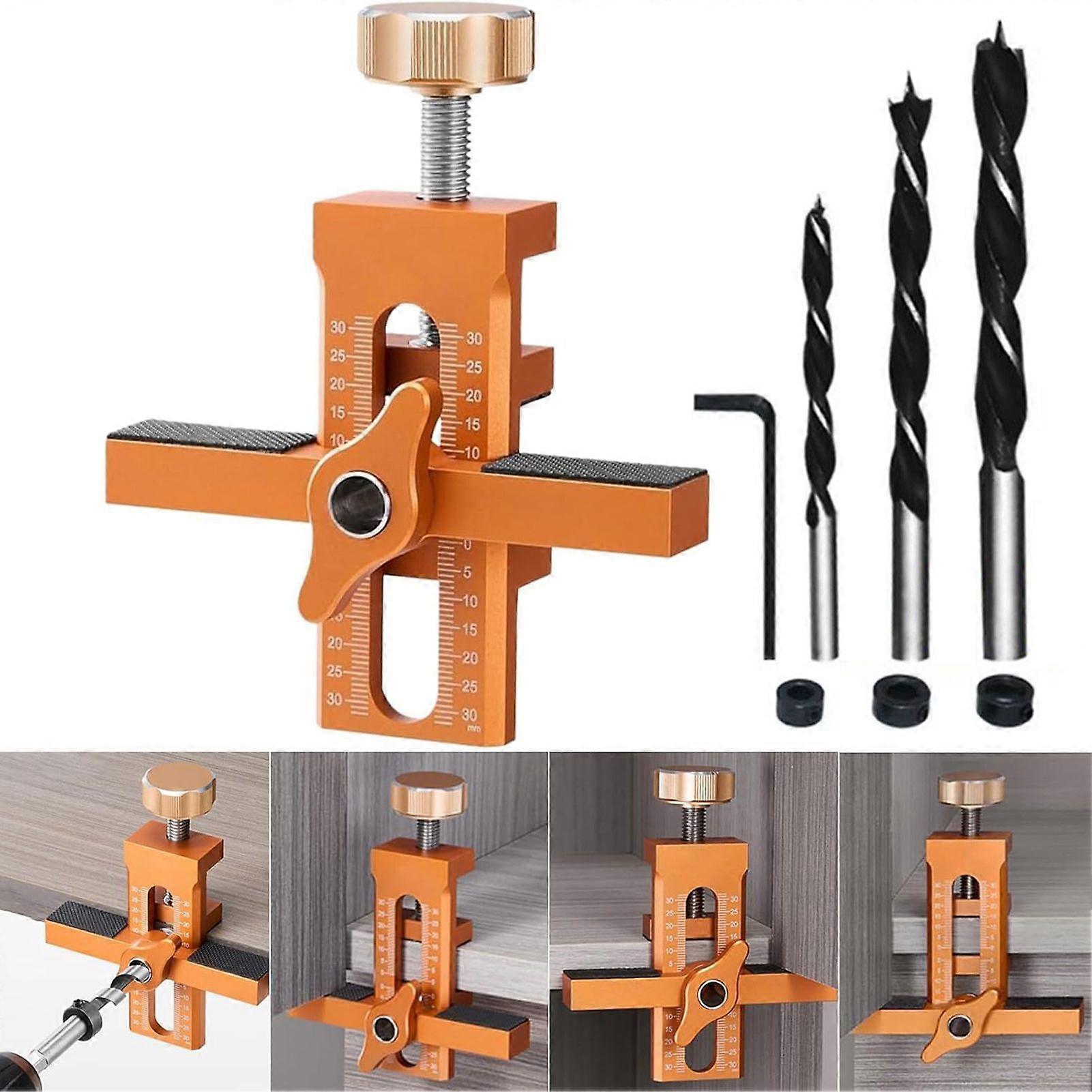 Mengxi Adjustable Cabinet Door Assembly Tool with Drill Bit Set Portable Cabinet Door Installation Positioner Woodworking Tool