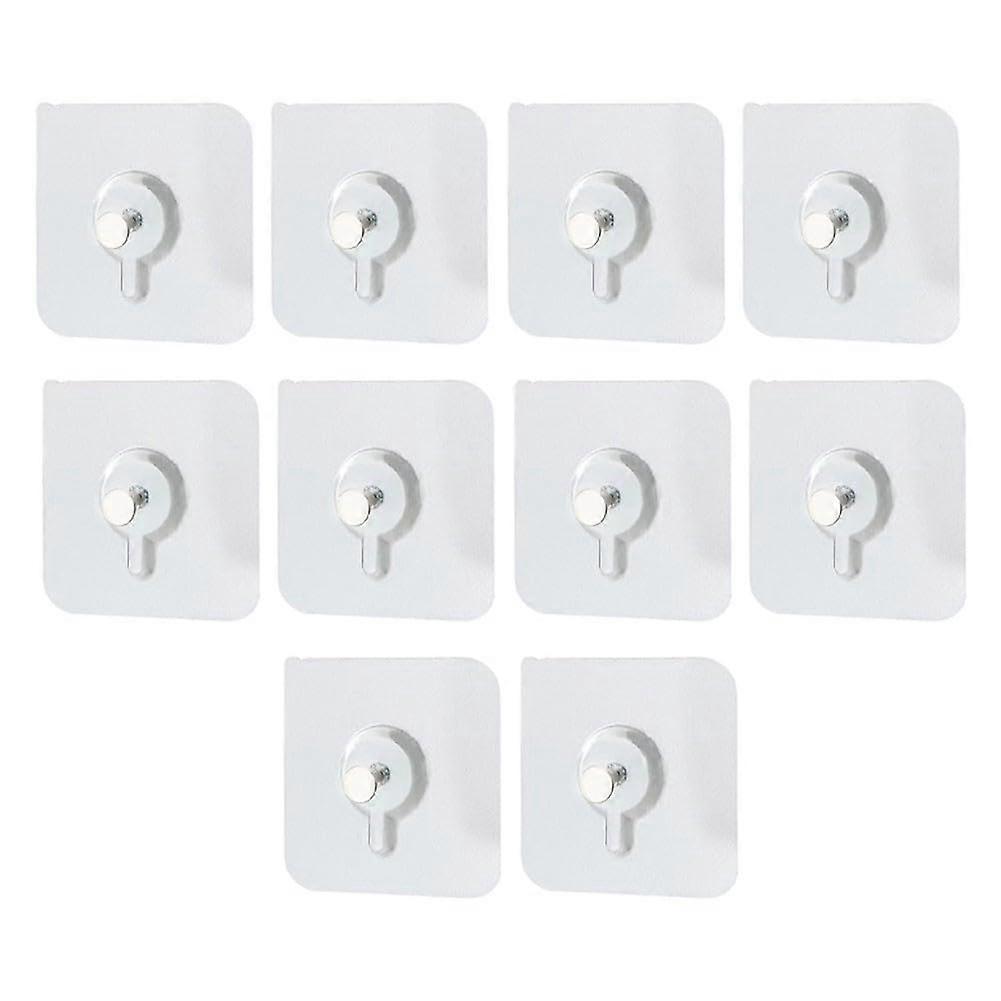 Transparent Adhesive Wall Hooks No Trace for Kitchen Bathroom Storage Organization (10pcs)