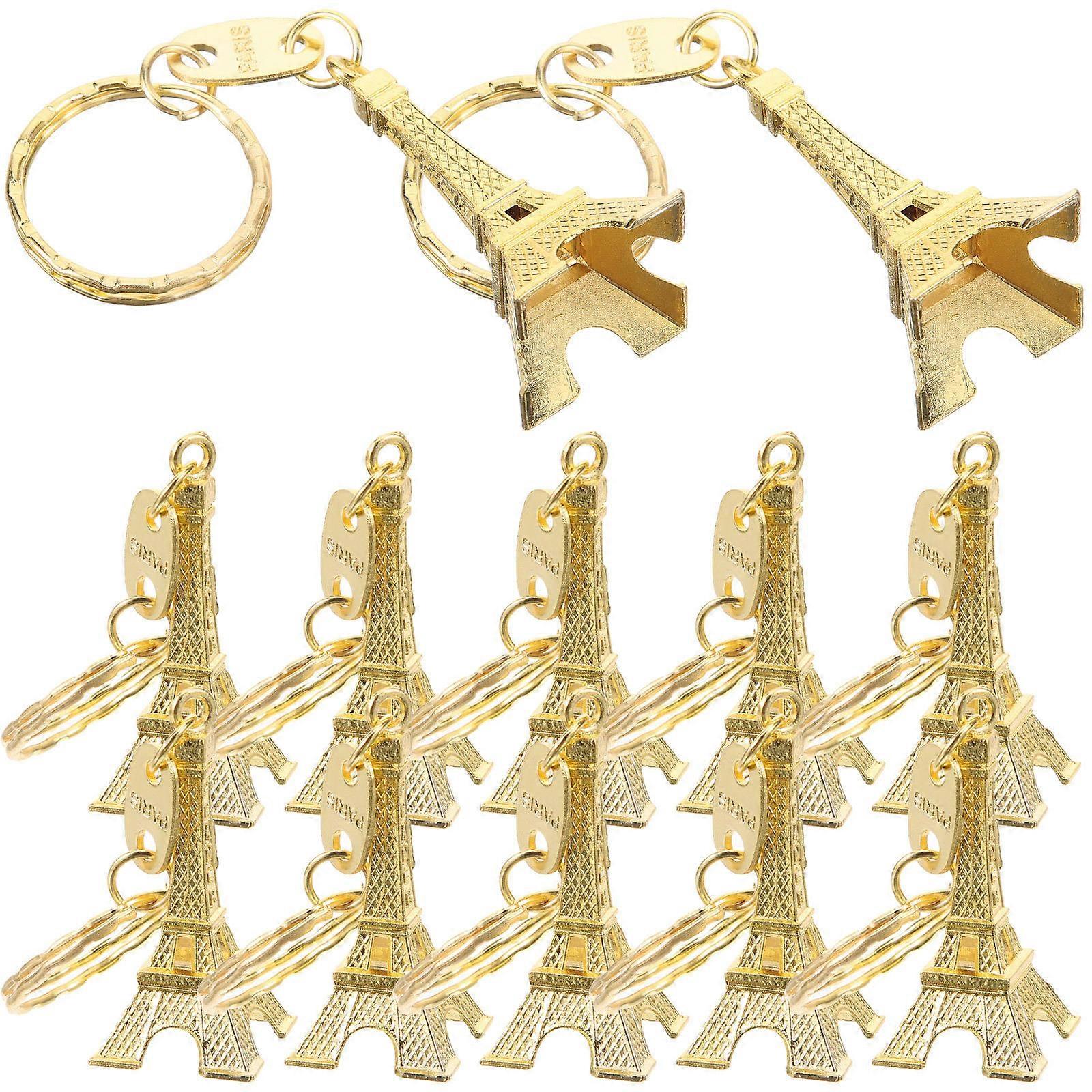 12kpl retro avaimenperä Eiffel-tornin avaimenperä mini avaimenperä riipuskoristeet (kultainen)