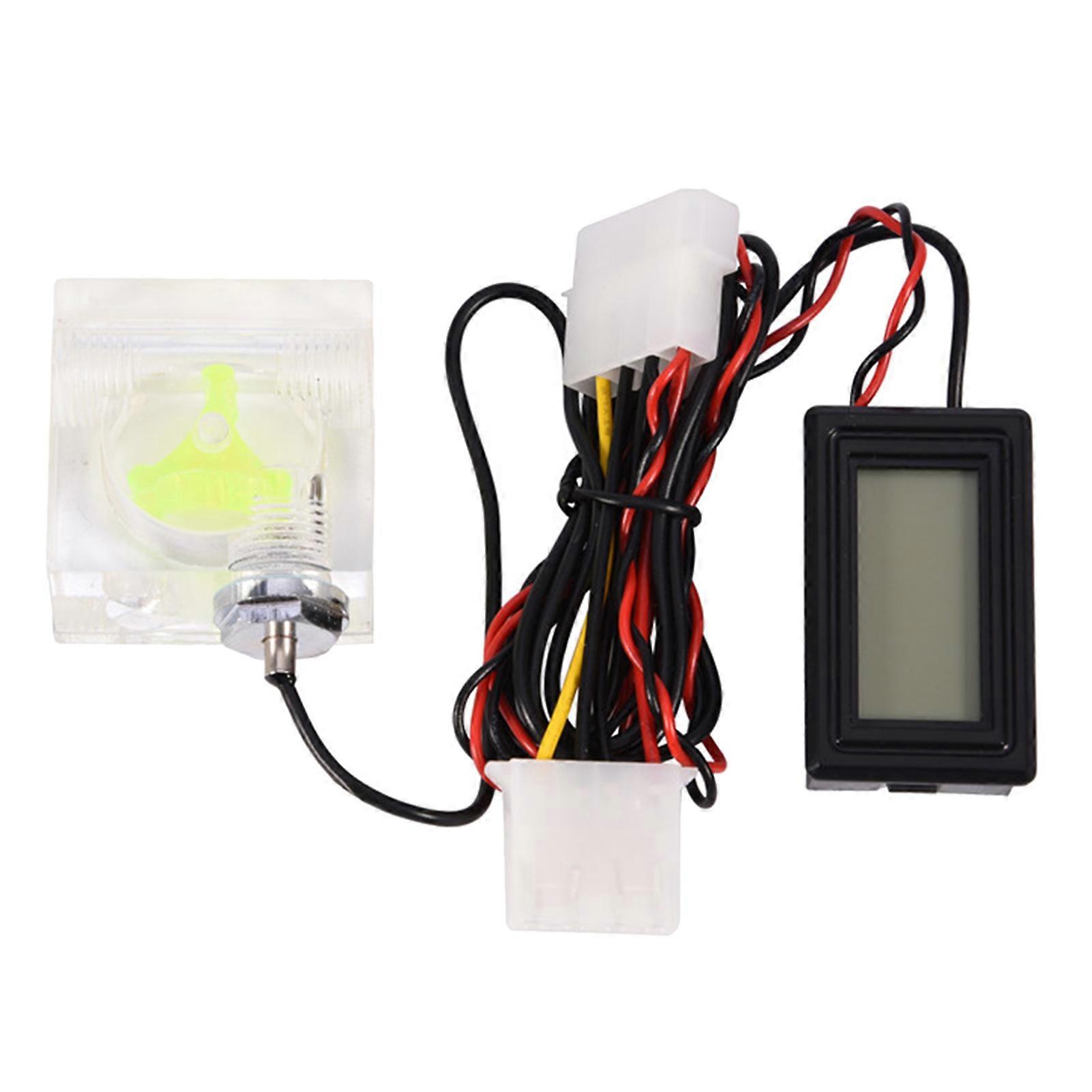 PC Computer 3 Way Flow Meter Digital Thermometer for Water Cooling System Kit