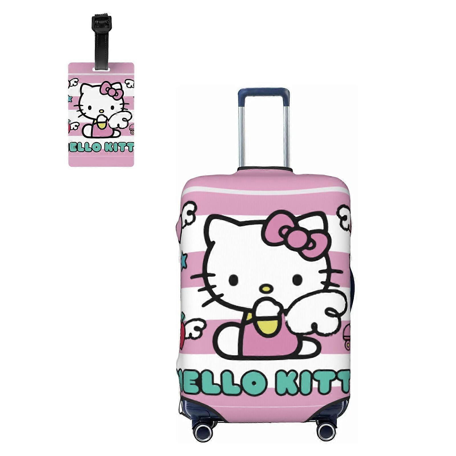 Housse de protection Hello Kitty pour valise de voyage, compatible avec les valises de 63,5 à 71 cm (25 à 28 pouces), lavable et élastique avec fermeture éclair invisible – Idée cadeau pour femmes et filles