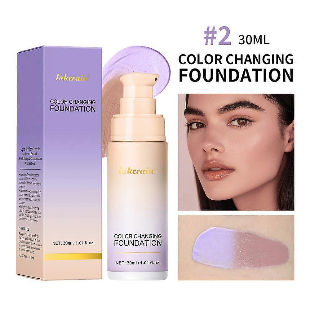 Color Changing Foundation 4 in 1 Moisturizing SPF 30+ Hydrating Color Longwearing Waterproof Travel Coverage Makeup Base