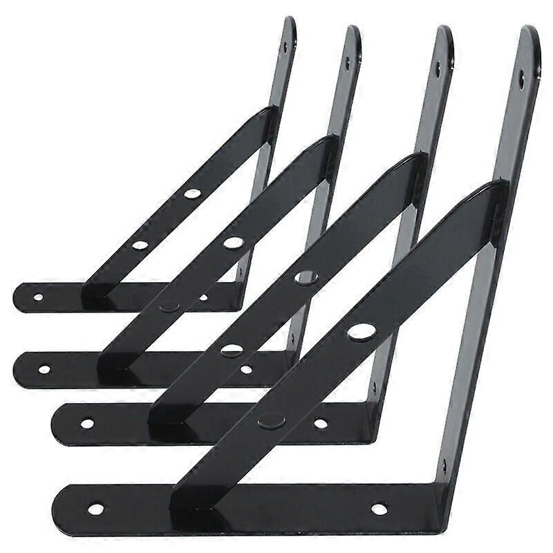 Wall Shelf Brackets, 4 Packs Shelf Bracket Brackets Fixing, Metal 90 Degree Triangular Brackets Floating Frame Heavy Duty, Black 13Thirteen